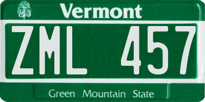 VT license plate ZML457