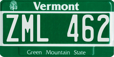 VT license plate ZML462