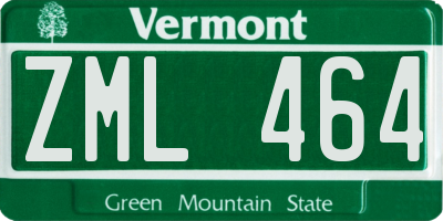 VT license plate ZML464