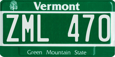 VT license plate ZML470