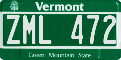 VT license plate ZML472