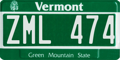 VT license plate ZML474