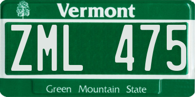 VT license plate ZML475