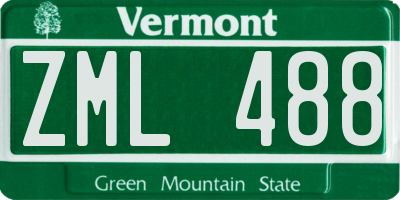 VT license plate ZML488