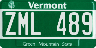 VT license plate ZML489