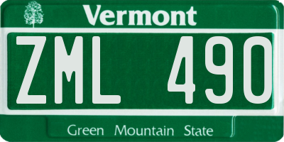 VT license plate ZML490