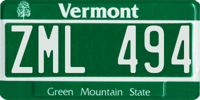 VT license plate ZML494