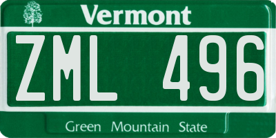 VT license plate ZML496