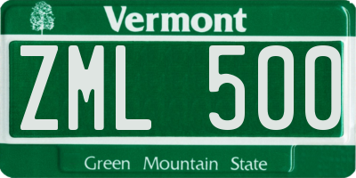 VT license plate ZML500