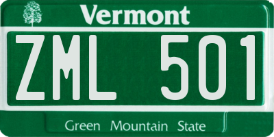 VT license plate ZML501