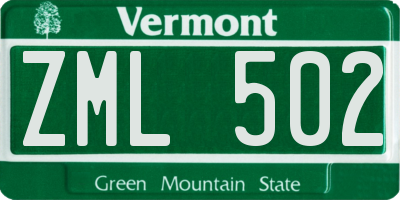 VT license plate ZML502