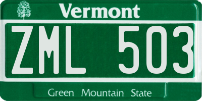 VT license plate ZML503