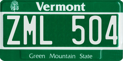 VT license plate ZML504
