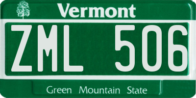 VT license plate ZML506