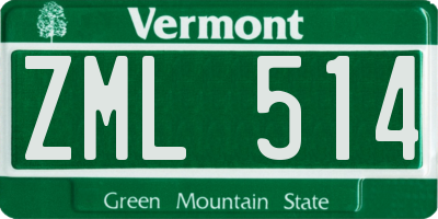 VT license plate ZML514