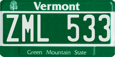 VT license plate ZML533