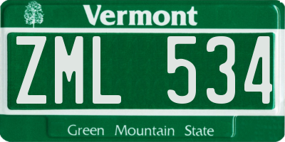 VT license plate ZML534