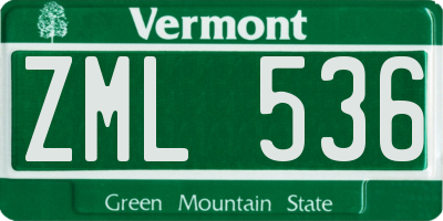 VT license plate ZML536