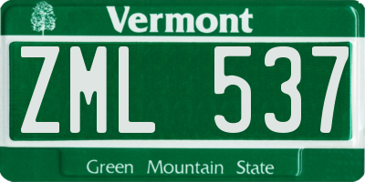 VT license plate ZML537