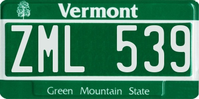 VT license plate ZML539