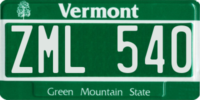 VT license plate ZML540