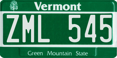 VT license plate ZML545