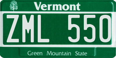 VT license plate ZML550