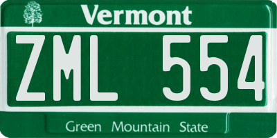 VT license plate ZML554