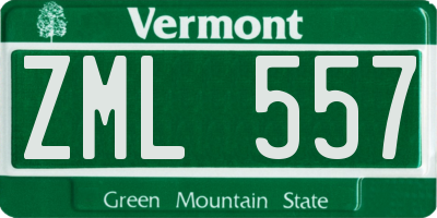VT license plate ZML557