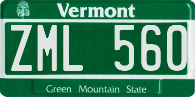 VT license plate ZML560