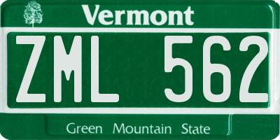 VT license plate ZML562