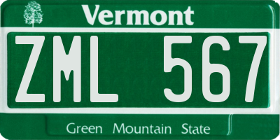 VT license plate ZML567