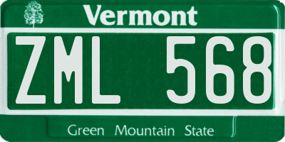 VT license plate ZML568