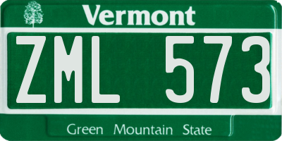 VT license plate ZML573