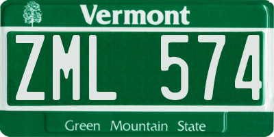 VT license plate ZML574