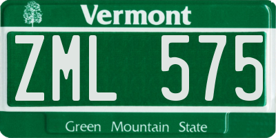 VT license plate ZML575