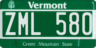 VT license plate ZML580
