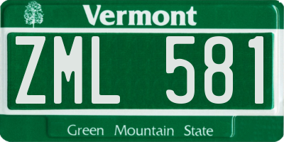 VT license plate ZML581