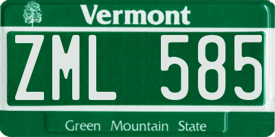 VT license plate ZML585