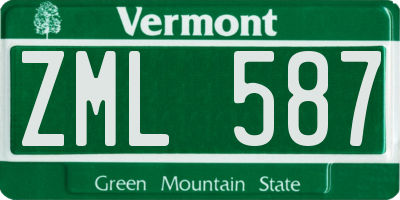 VT license plate ZML587