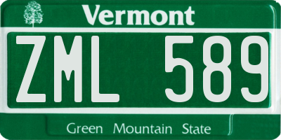 VT license plate ZML589