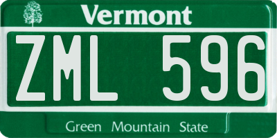 VT license plate ZML596