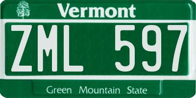 VT license plate ZML597