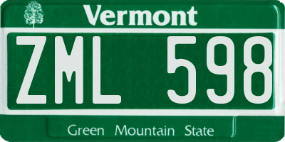 VT license plate ZML598