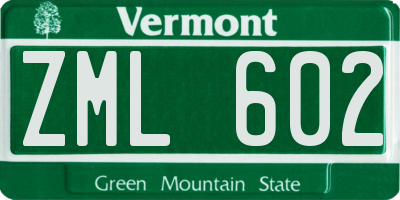VT license plate ZML602