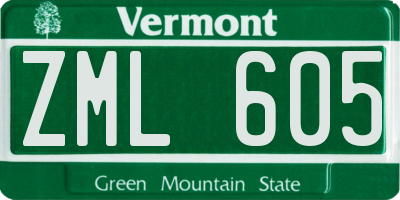 VT license plate ZML605