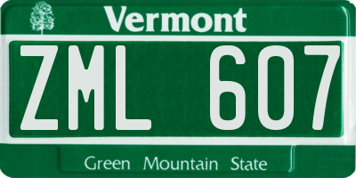 VT license plate ZML607