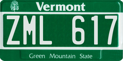 VT license plate ZML617