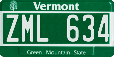 VT license plate ZML634