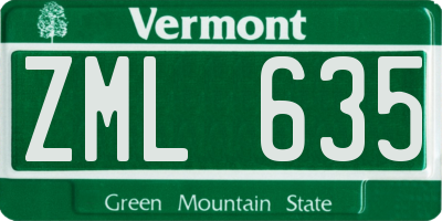 VT license plate ZML635